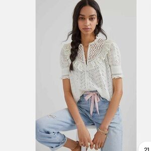 White Eyelet Lace Blouse